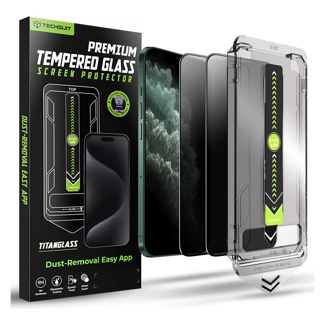 Techsuit - TitanGlass FullCover (2 pack) - iPhone XS Max / iPhone 11 Pro Max - Privacy (2 Stk., Apple iPhone 11 Pro Max, Apple iPhone XS Max) (60302305)
