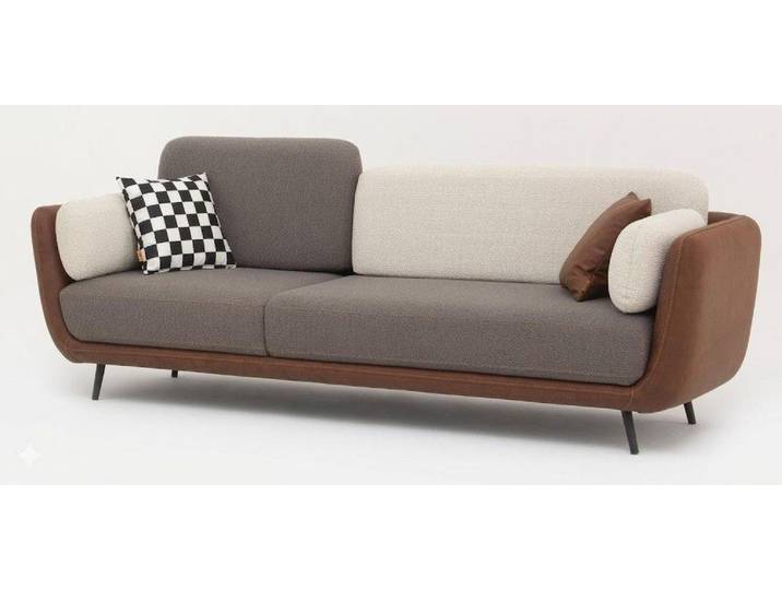 Xlmoebel Sofa Bequemes 3-Sitzer-Sofa in modernem Weiß-Grau mit Kissen, 1 Teile, Made in Europa