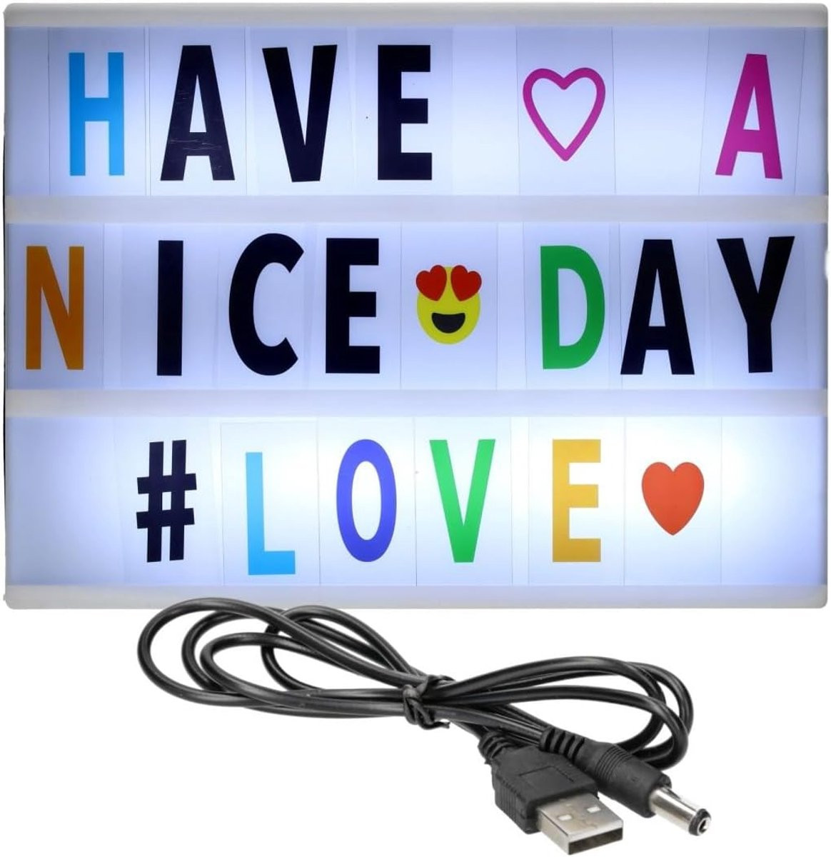 Lichtbak A4 Tekst Display met 96 Verwisselbare Letters en LED-verlichting - Wit