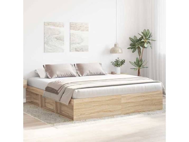 Brun Lit 2 Places：180x200 cm - Design classique - Structure de lit - chêne sonoma 180x200 cm 97875538133697