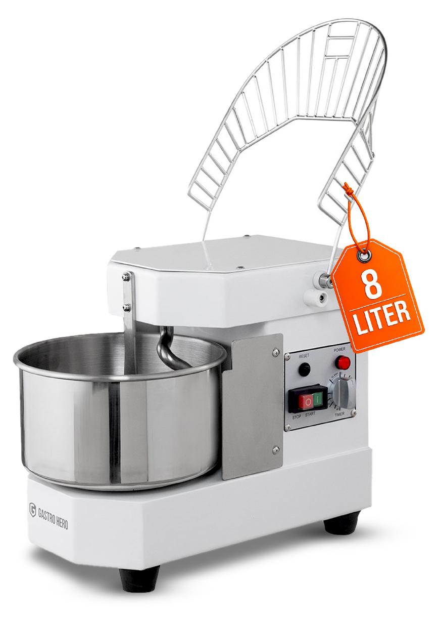 GastroHero Teigknetmaschine ECO 8 - 8 Liter, 230 V, fester Kopf, kompakt & ideal für Pizzerien
