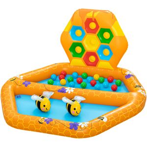 Bestway Planschbecken Lil Beehive 52639, mit Bällebad, ab 1 Jahr, mit Luftring, bis 2x 26 Liter, 127 x 119 x 61 cm
