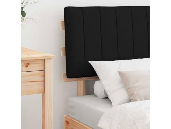 KTHLBRH Bett mit gepolstertem Kopfteil, Schwarz, 80 x 200 cm, Kiefer massiv Lattenrost, ohne Lattenrost, leicht zu reinigen, Kopfteil waschbar