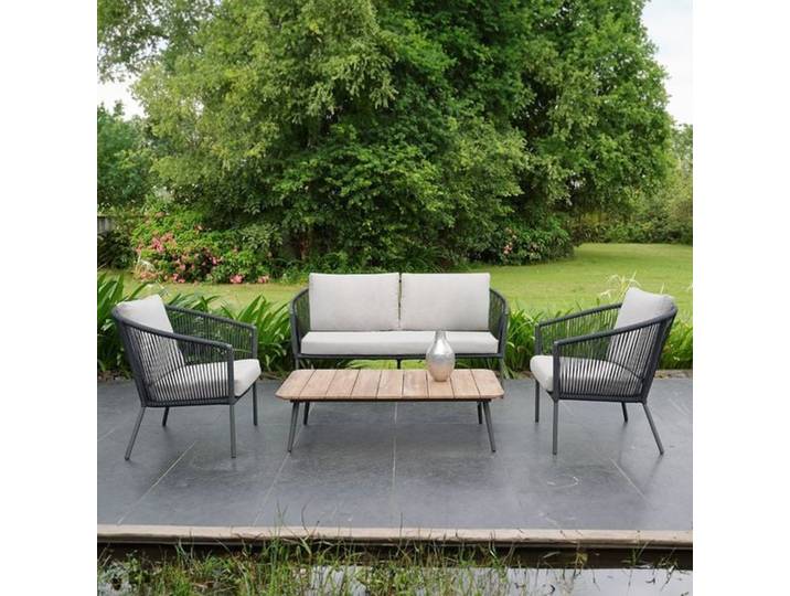 OUTLIV. Reims Loungeset inkl. Loungetisch Stahl/Rope Dunkelgrau Hellgrau