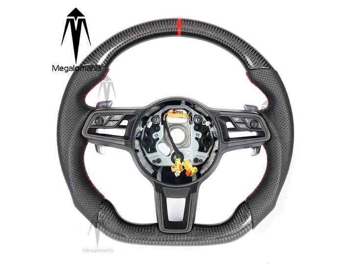 Volant en fibre de carbone compatible avec Porsche 911 718 Macan Boxster Cayenne Panamera 911.2 Cayman Taycan 996 997 987 918 997 991