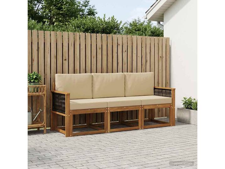 vidaXL Outdoor-Sofagarnitur 3 stk. Natur