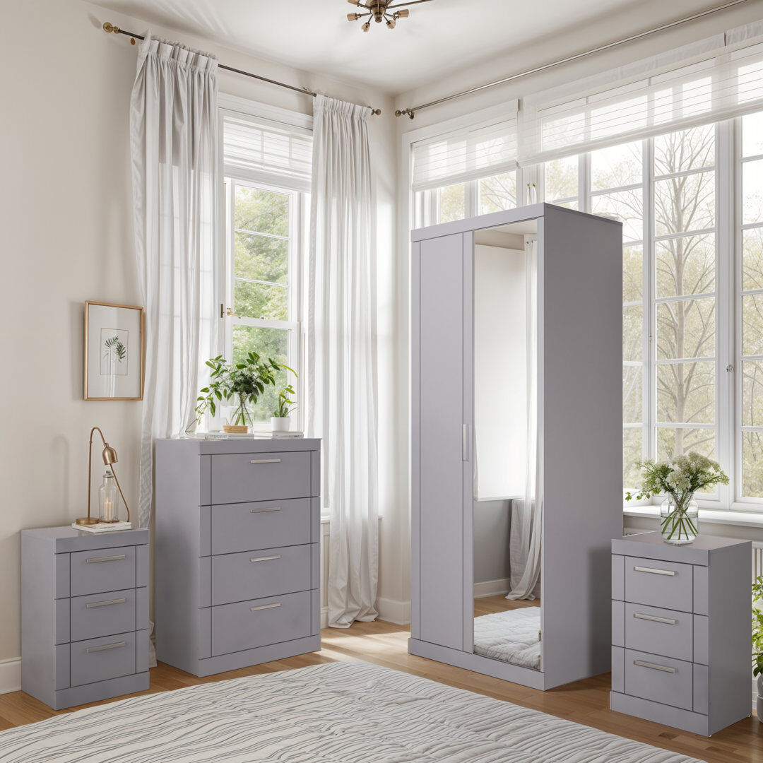 Kimberley 4 Piece Compact Bedroom Storage Set Grey