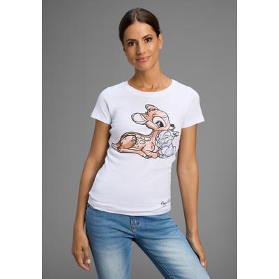 T-Shirt KANGAROOS, Damen, Gr. 32/34, weiß, Rippware, Obermaterial: 100% Baumwolle, bedruckt, sehr figurbetont hüftbedeckend, Rundhals, Shirts T-Shirt, Kurzarm, sehr figurbetonte Passform, aus Baumwolle