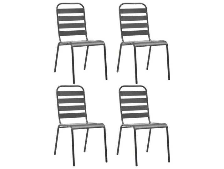 Chaises d'extérieur - VIDAXL - Design à lattes - Acier - Gris foncé - Pliant - Ensemble de 4