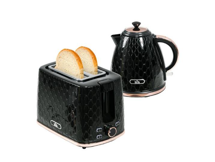 FELIXLEO Wasserkocher Wasserkocher Toaster Set 1,7 L verschiedene Modi LED Anzeigen Schwarz