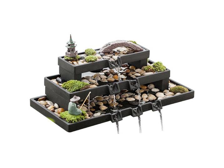 Dispositif d'eau moderne en pierre de Lotus, dispositif de Circulation de cascade d'aquarium pour Aquarium, ornement de paysage de jardin