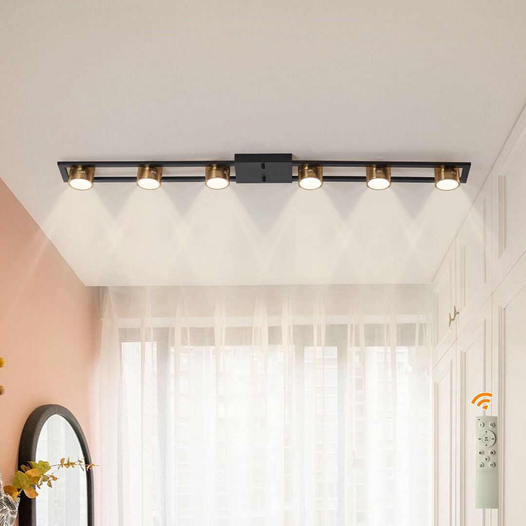 Blue Elephant Teresc 6 - Light 123cm LED Integrated Flush Mount Black 3cm H X 123cm W X 13cm D
