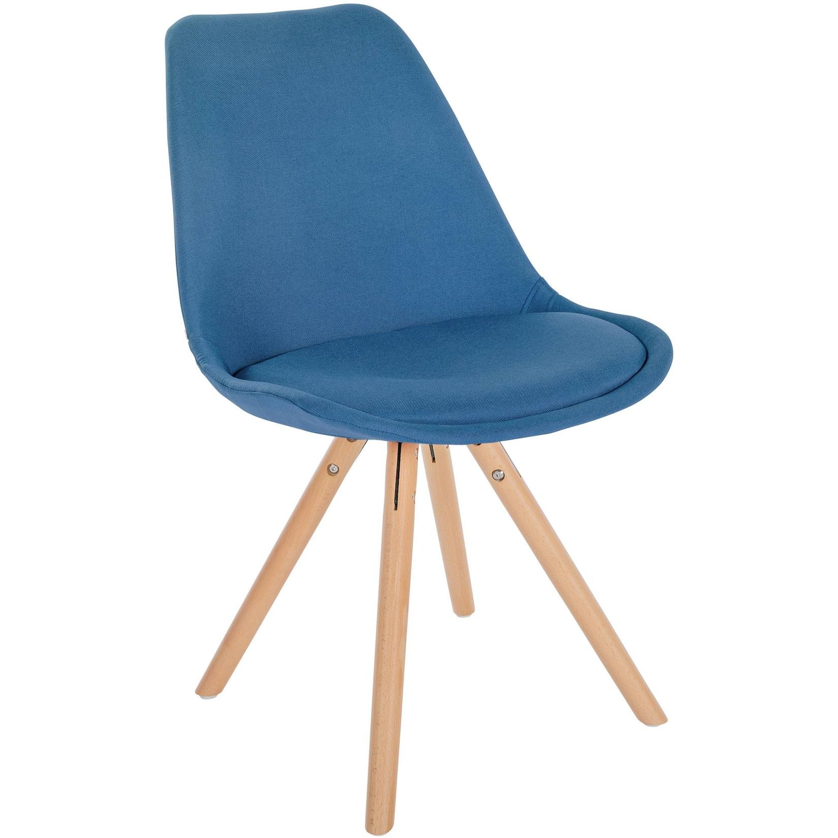 CLP Stuhl Sofia Stoff Rund Farbe: blau, Gestell Farbe: natur (rund)