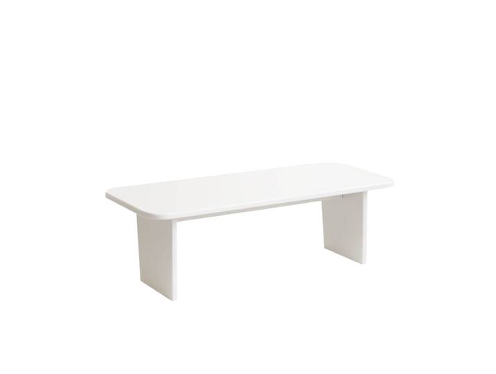 Table basse en bois massif blanche brillant 120x60cm