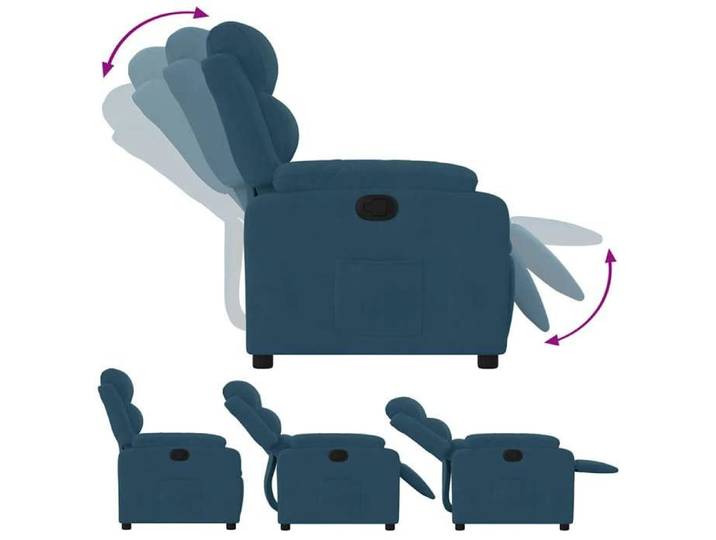 Confortable Fauteuil inclinable Chaise-sofa pour relax bleu velours__27357