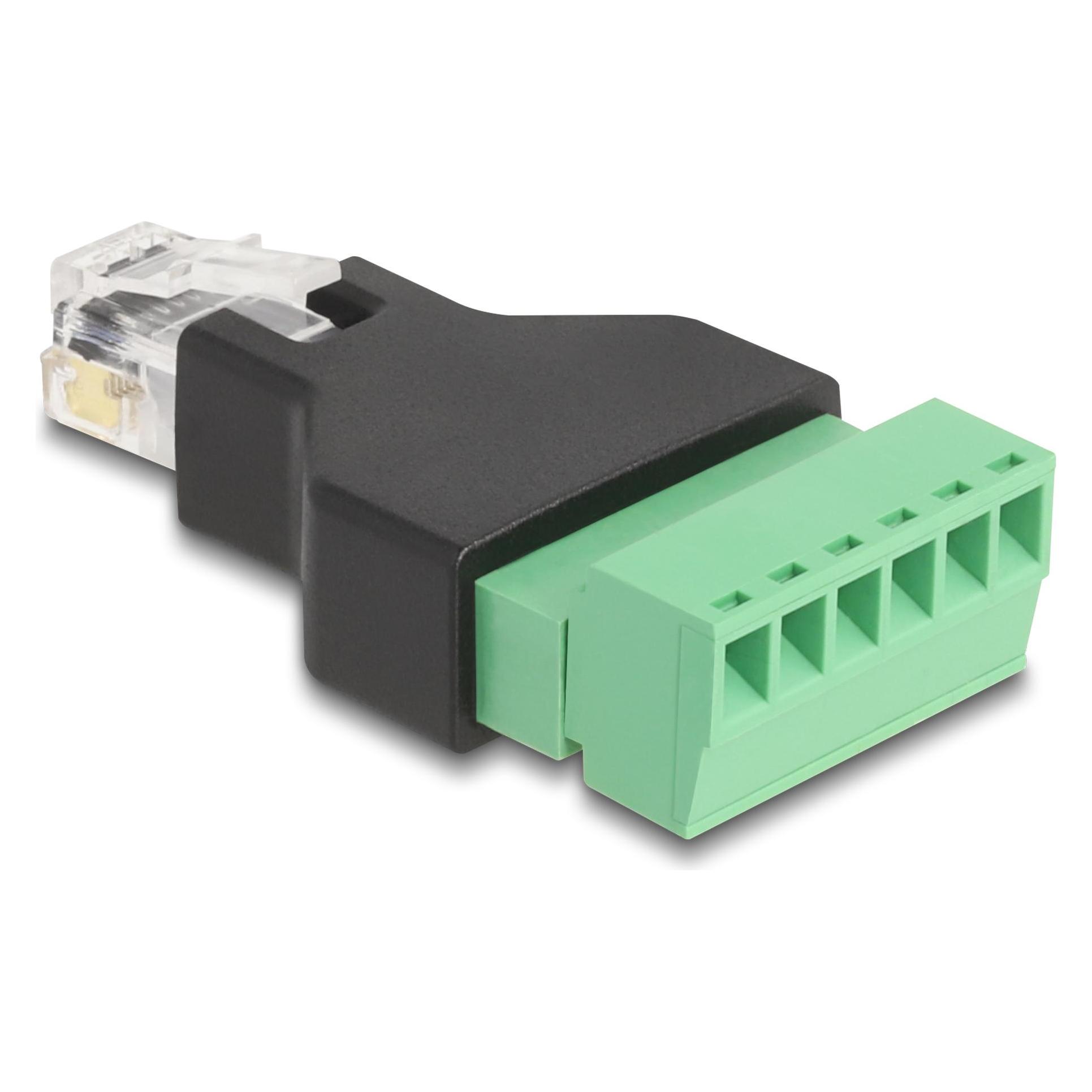 Delock RJ12 Stecker zu Terminalblock Adapter 6 Pin 2-teilig (66590)