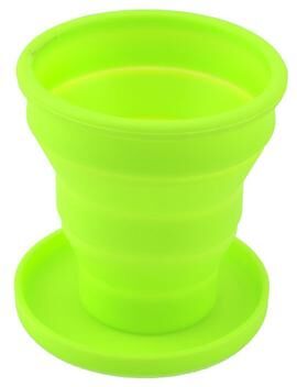 Uplifted Trends Collapsible Travel Cup Silicone Foldable Cup With Cover For Camping And Outdoor Use green