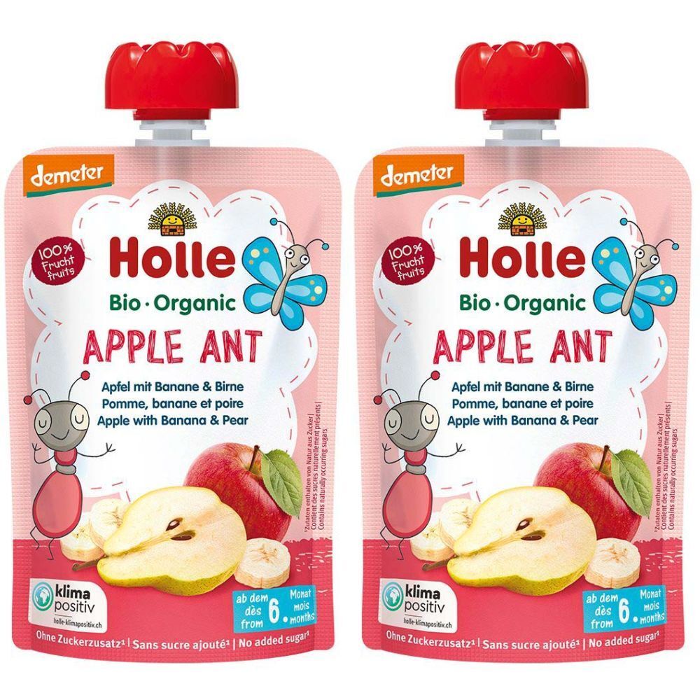 Holle Apple Ant Pouchy Apfel Banane Birne 100 g x2 2x100 Brei