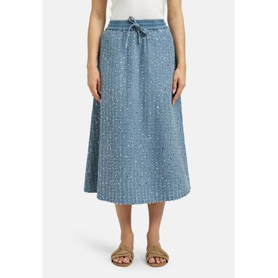 Sommerrock MILANO ITALY, Damen, Gr. 38, blau (denim), Web, Material: 80% Baumwolle, 20% Polyester, unifarben, regular fit, Röcke, mit Taschen