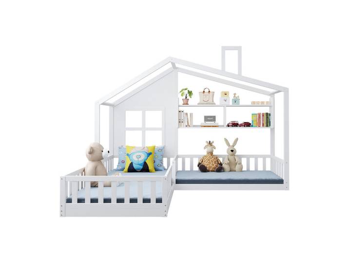 Flieks Kinderbett 90x200cm Holz LED Sicherheitsgitter Lattenrost Weiß, 90x200 cm, Babymöbel & Kindermöbel, Kinderzimmer & Jugendzimmer, Kinderbetten