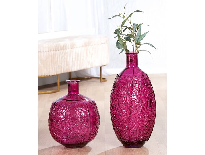 Vase Dschungel rond Ø 33cm Rose foncé/Magenta