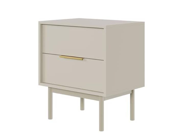 Selsey Nachttisch, 54 cm, Mit 2 Schubladen, Graubeige Beistellschrank