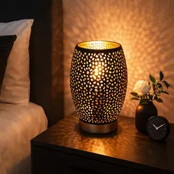 Tisch Leuchte Wohn Ess Zimmer Dekor Lese Lampe gold schwarz im Set inkl. LED Leuchtmittel