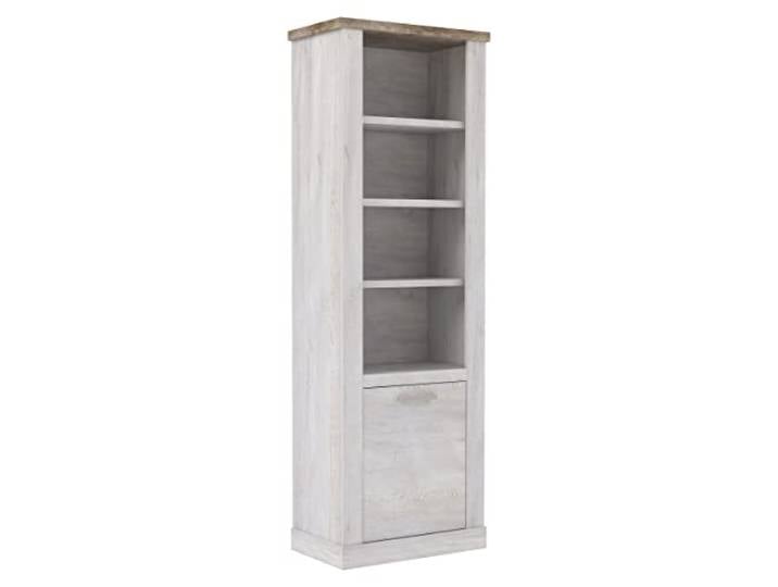 möbelando Regal >Duro< (BxHxT: 71,2x212x41,3 cm) Pinia Weiss kombiniert mit Eiche Antik
