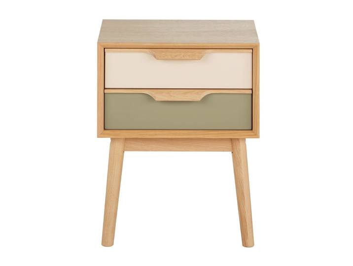Table de chevet 2 tiroirs tricolore