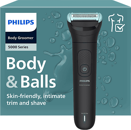 Afeitadora corporal - Philips BG5475/15, 3 Peines-guía bidireccionales (2, o 5 mm), Cepillo de limpieza y Accesorio plegable trasero, 100min, Negro