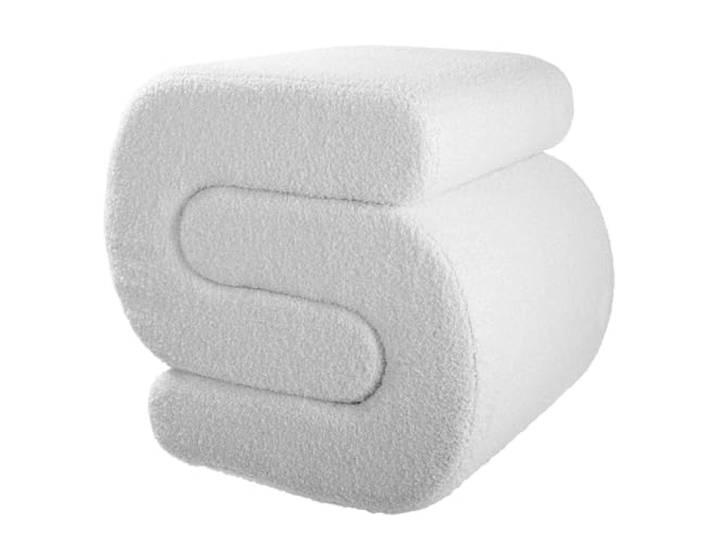 GILDE Hocker Griffo - MDF und Polyester - strukturiert - weiß - Höhe 46cm x Breite 48cm - Teddyhocker - Hingucker - Schlafzimmer