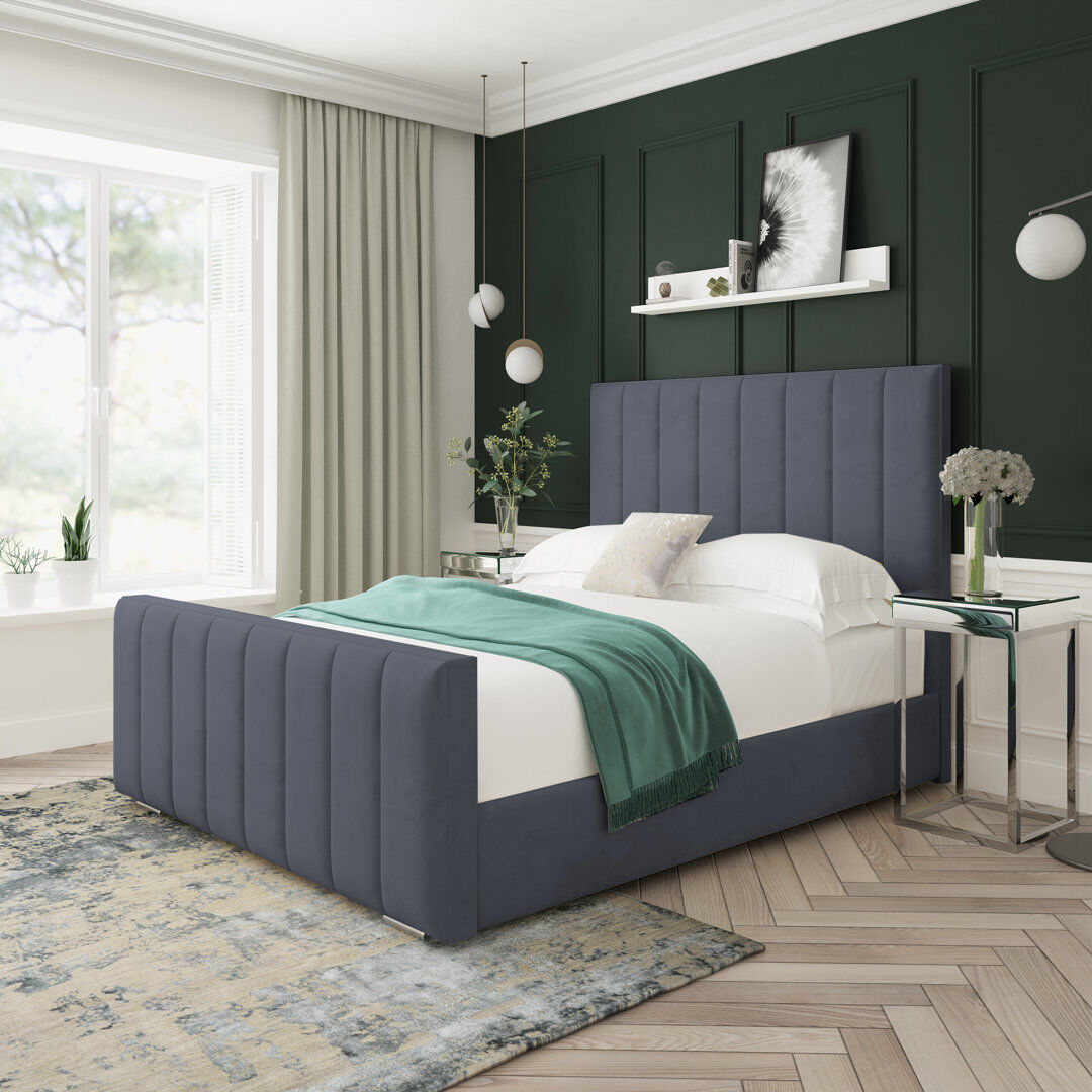Lark Manor Upholstered Platform Bed Steel Double (4'6)