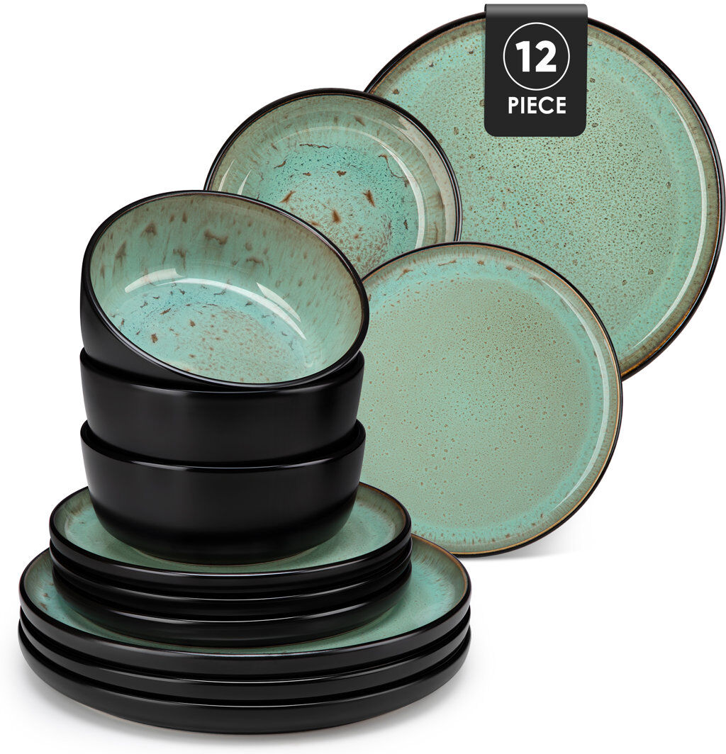 Vancasso Ambrru Stoneware Dinnerware Set 12 Piece - Service for 4 Green 12