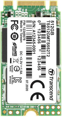 Transcend MTS552T2 512GB Interne M.2 PCIe NVMe SSD 2242 SATA 6 Gb/s Industrial TS512GMTS552T2