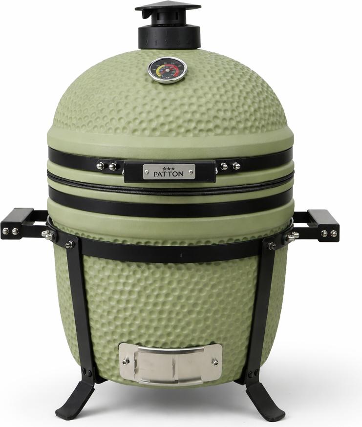 PATTON Kamado Grill Holzkohlegrill "PREMIUM", Grill Ø33.5cm, Olivgrün