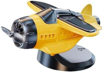 United Solar Powered Rotating Airplane Dashboard Ornament Automatic Spinning Car Interior Decor soaring Lightning Yellow