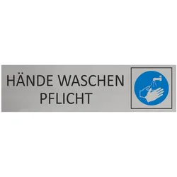 CombiCraft Aluminium Türschild Hände waschen – Pflicht 165x45mm mit 3M-Tape