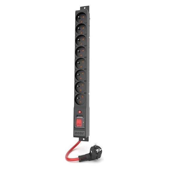 Acar LISTWA ZASILAJĄCA R8 POWER 5M 8X 230V PL CZARNA 16A (8x, CEE 7/3, 5 m) (W2452)