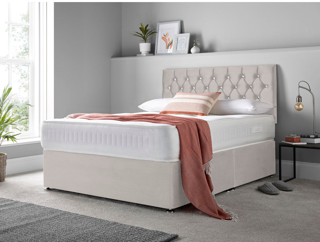Rosdorf Park Maebel Upholstered Bed with Mattress Silver Double (4'6)
