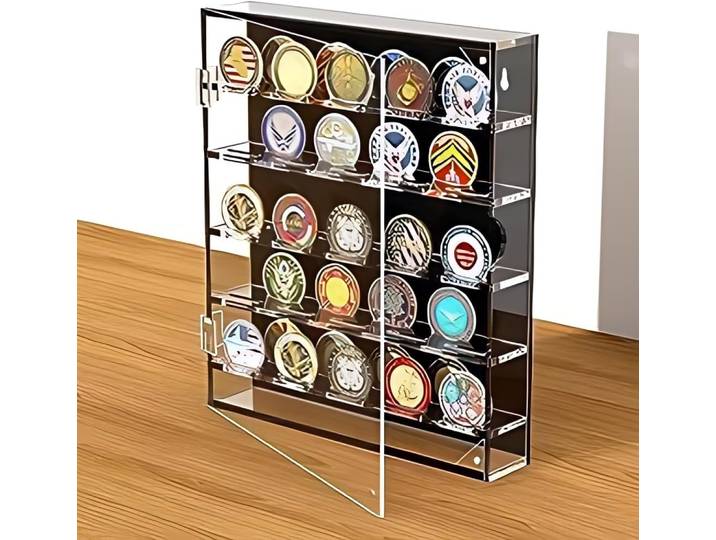 Porte-monnaie militaire en acrylique, vitrine, étagères parfaites, porte magnétique, convient à 45 noix de coco militaire
