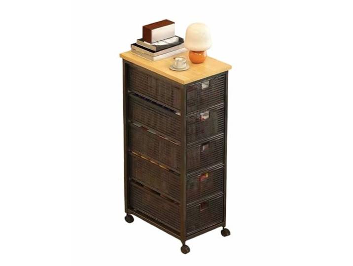 Essen Schmaler Rollwagen mit 6 Ebenen und schmaler Schubladenaufbewahrung Organizer for Snacks und Spielzeug(Schwarz)