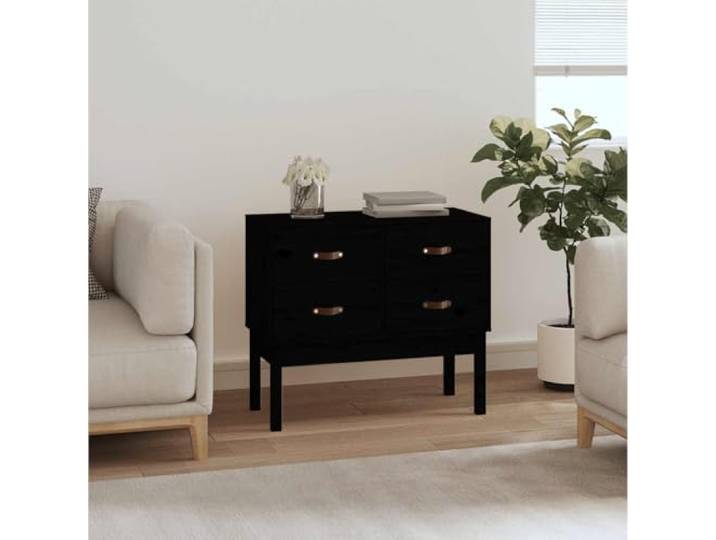 RJPLMFV Konsolenschrank, schwarz, 90 x 40 x 78 cm, Kiefernholz, robust 4 Schubladen, Aufbewahrung für Schlafzimmer, Wohnzimmer, Büro, Wandbefestigung im Lieferumfang enthalten