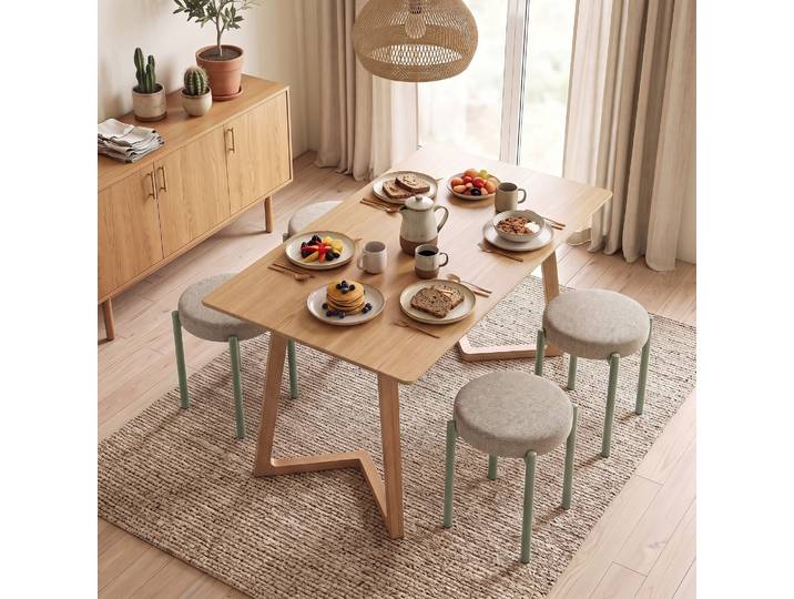 HOMCOM Tabourets Ronds Empilables Marron 45x45x47,5cm Lot de 4