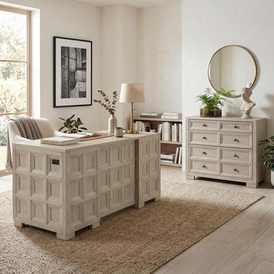 Furniture of America Durem Modern Tawny Brown Executive Desk with File Cabinet Set