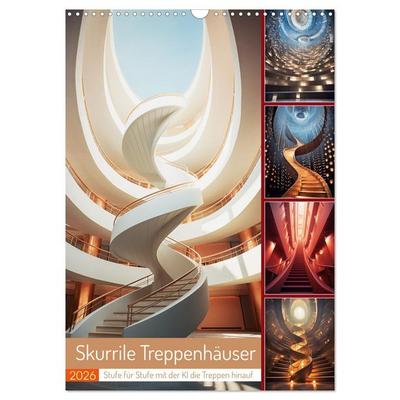 Skurrile Treppenhäuser (Wandkalender 2026 DIN A3 hoch), CALVENDO Monatskalender