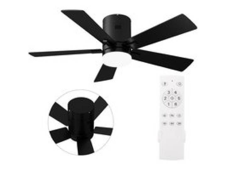 Ventilateur Plafond Télécommande Silencieux Ø106 cm 5 pales Ventilateur Dimmable Plafonnier 6 Vitesses noir