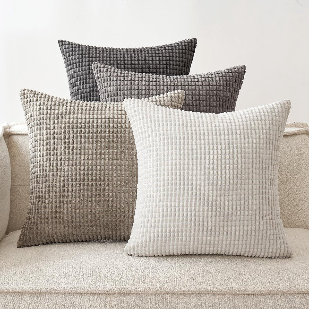 EMEMA Corduroy Kussensloop Set van 4 - Grijs - 40x40 cm
