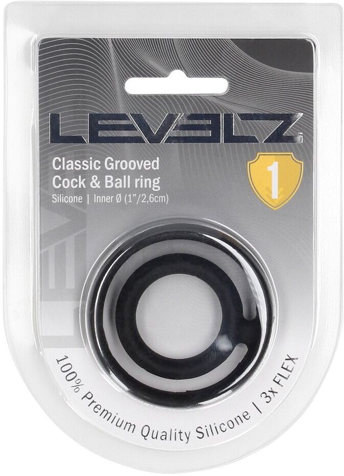 Levelz Anneau en silicone rainuré classique pour le pénis et les testicules - Noir