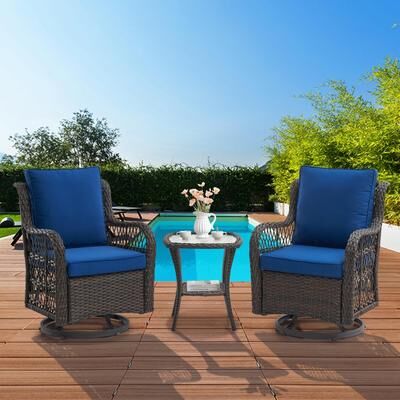Yun 3 Piece Patio Furniture Sets Wicker Swivel Rocker Chairs