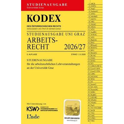KODEX Studienausgabe Arbeitsrecht Graz 2026/27, Taschenbuch von , Linde, 978-3-7073-5602-1